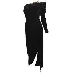 Christian Lacroix Haute Couture Corset Evening Gown Black Silk Crepe XS Numbered 1