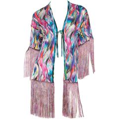 Slinky Silk Jersey Missoni Kimono with Fringe