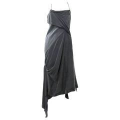 John Galliano Draped Silk Beaded Galliano Logo Dress 6
