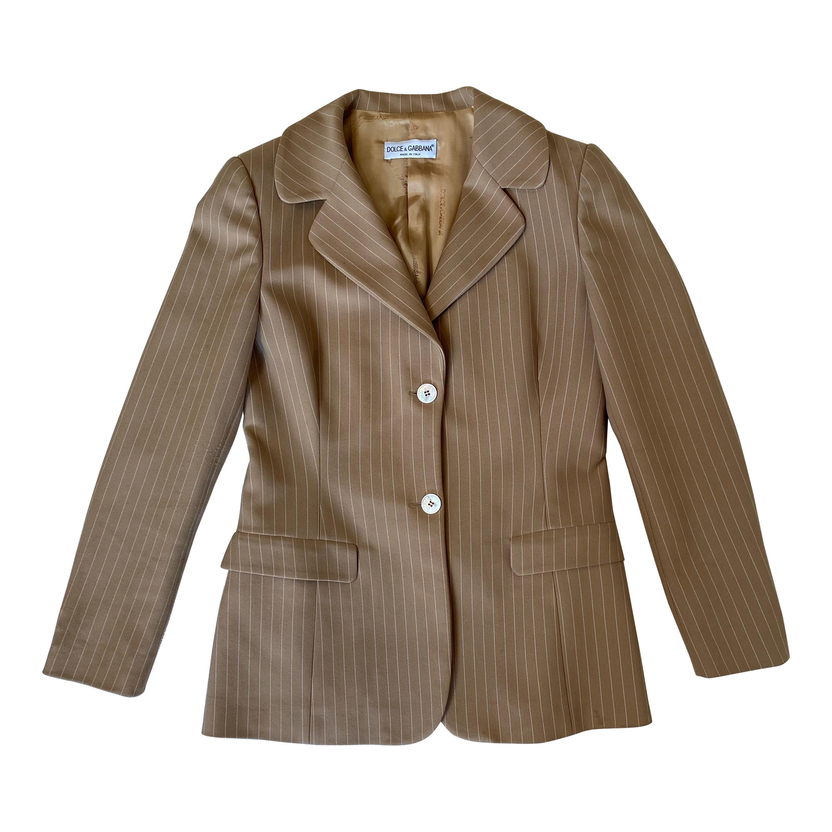 Blazer rayé beige Dolce & Gabbana. en vente