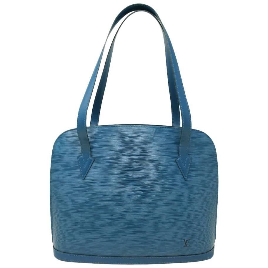 Louis Vuitton Blue Epi Lussac Large Leather Shoulder Bag