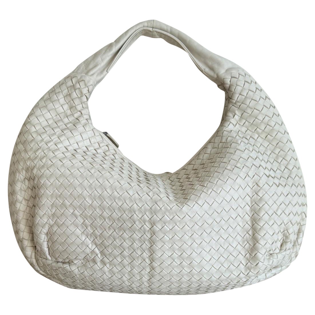 Bottega Veneta Belly Hobo Pelle Bianca Intrecciato Grande 47cm in vendita