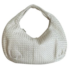 Bottega Veneta Belly Hobo Pelle Bianca Intrecciato Grande 47cm