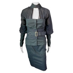 Tom Ford for Gucci F/W 2003 Corset Belt &Jacket Top & Skirt 3 Piece Set Ensemble