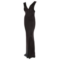 1990S VERSUS VERSACE Black Acetate & Nylon Jersey Backless Minimal Gown