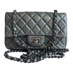 Chanel Classic Flap Rectangular Mini Metallic Grey Lambskin Silver Hardware