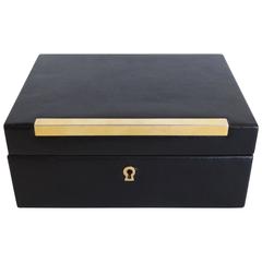 Vintage 1980s Gucci Black Leather Jewelry Box