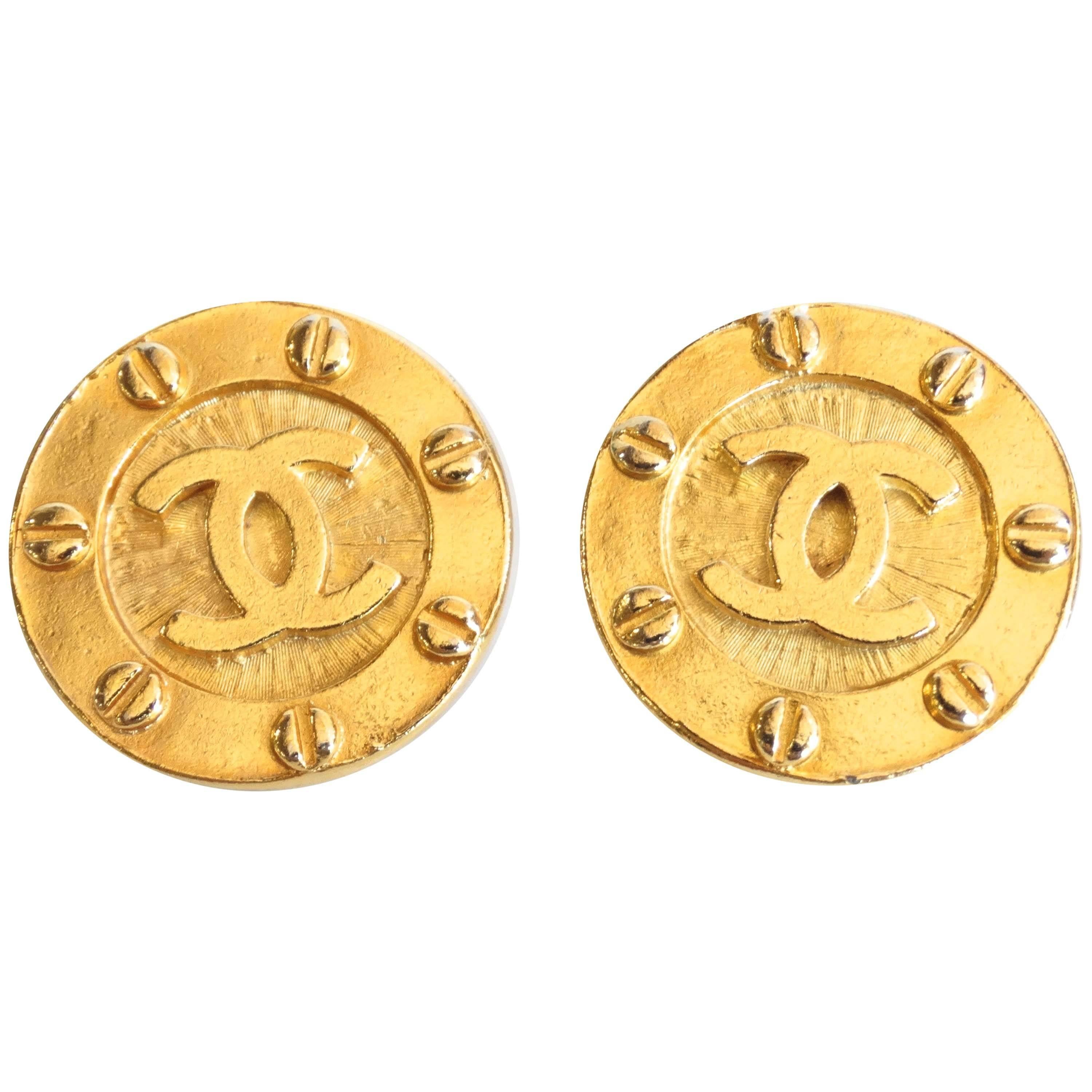 1980s Chanel Gold CC Earrings