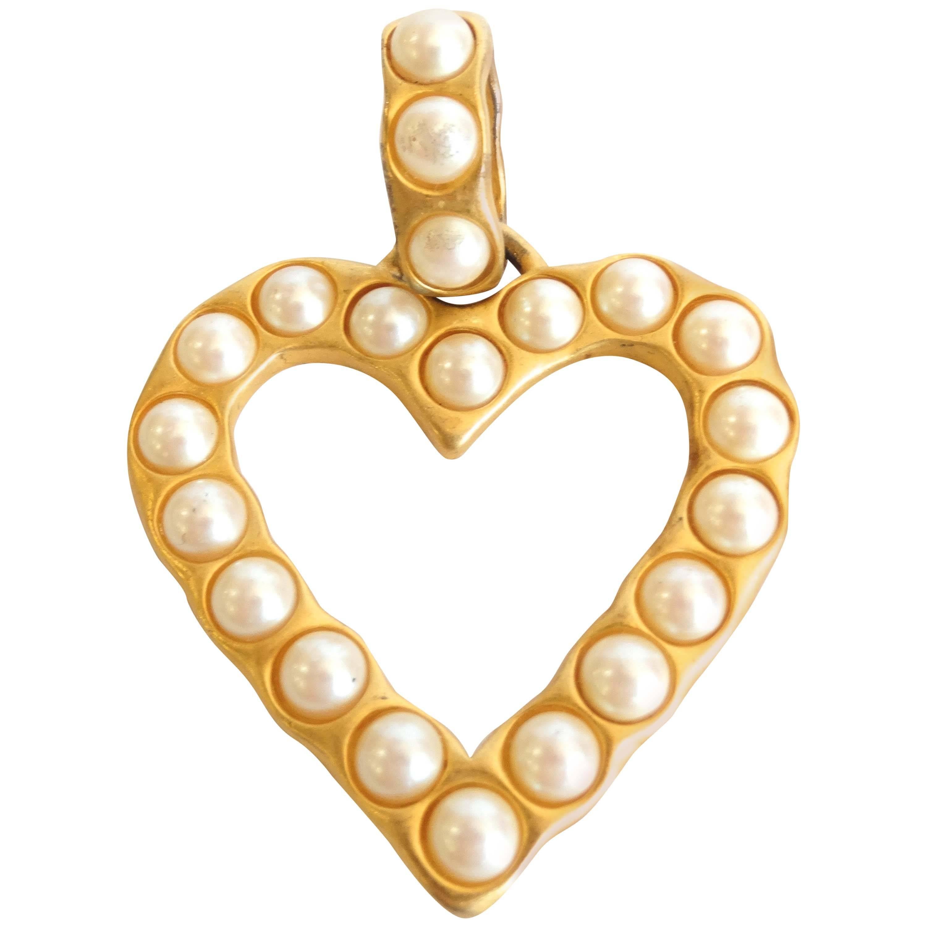 1980s Givenchy Gold Pearl Pendant 