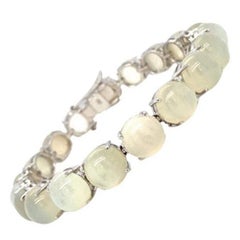 71.45 Carat Round Cabochon Cut Moonstone Tennis Bracelet for Her in 925 Silver