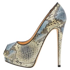 Giuseppe Zanotti Bombas Tricolor Pitón Sharon Peep Toe Tamaño 38