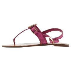 Tory Burch Sandali piatti in pelle rosa con dettaglio logo Taglia 41