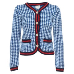 Gucci Blau/Weiß gemusterte Strickjacke aus Wolle mit Knöpfen (10 Jahre)