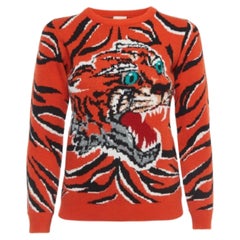 Used Gucci Orange Tiger Intarsia Wool Sweater (10 Yrs)
