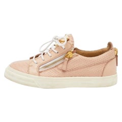 Giuseppe Zanotti Pink Python Embossed Leather Gail Low Top Sneakers Size 38.5