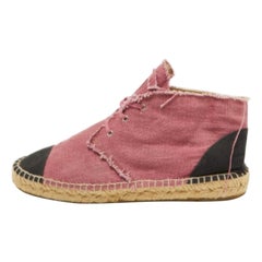 Chanel Pink/Black Canvas CC High Top Espadrille Flats Size 42