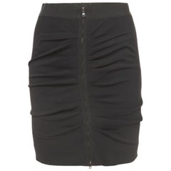 Dolce & Gabbana Schwarzer geraffter Krepp-Minirock mit doppeltem Reißverschluss S