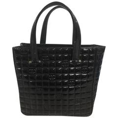 Chanel Chocolate Bar CC Tote Quilted Patent Small