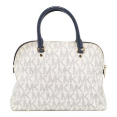 Michael Kors Blue/White Signature Coated Canvas and Leather Large Cindy Dome Bag