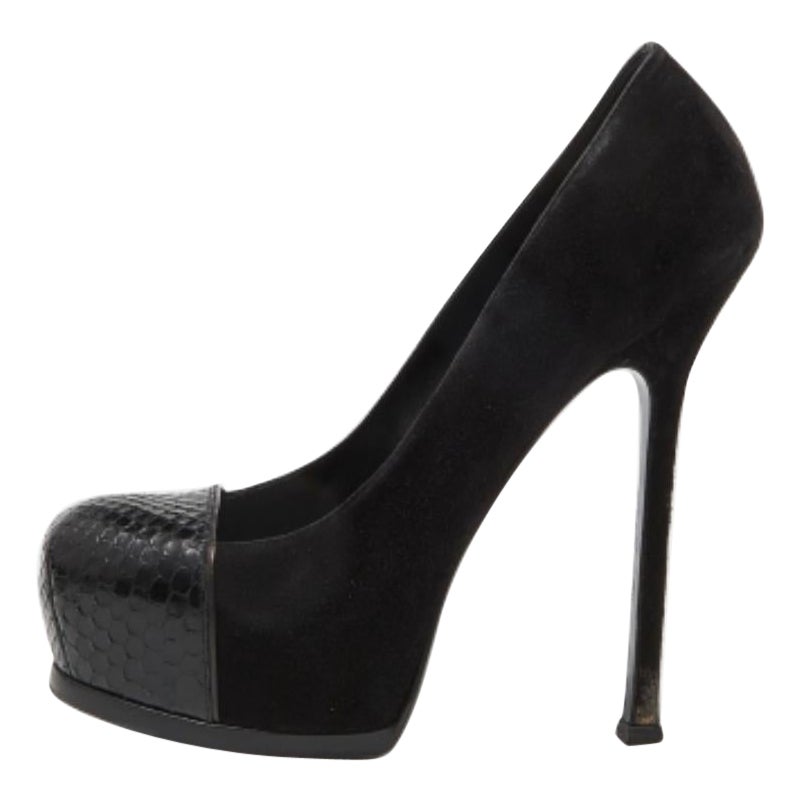 Yves Saint Laurent et Snakeskin Cap Toe Tribtoo Platform Pumps Size 38.5