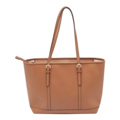 Michael Kors Tote da viaggio Jet Set in pelle saffiano marrone