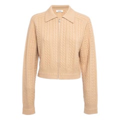 Sandro - Cardigan en laine beige à fermeture éclair XL