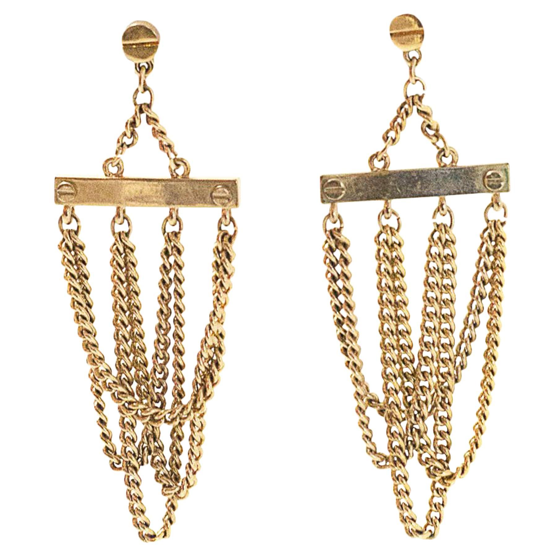 Givenchy Goldtone MultiStrand Chain Link Chandelier Earrings For Sale