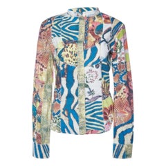 Just Cavalli Chemise à boutons en coton imprimé patchwork multicolore M
