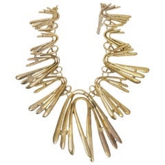 Oscar De La Renta Gold Tone Boomerang Necklace, Circa 1980s, USA