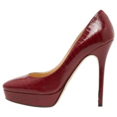 Jimmy Choo - Escarpins Cosmic en cuir rouge embossé lézard Taille 39.5