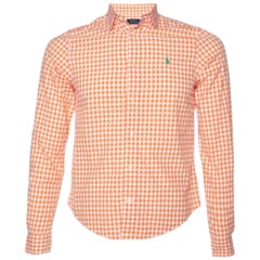 Polo Ralph Lauren - Camicia a maniche lunghe in cotone con motivo a quadretti arancione - S