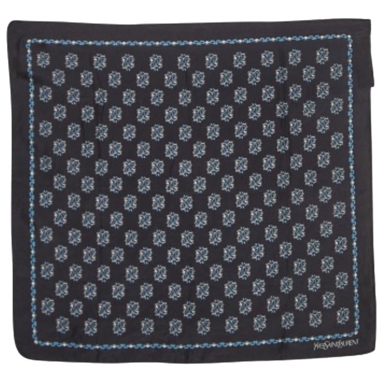 Pañuelo de seda estampado azul Saint Laurent en venta