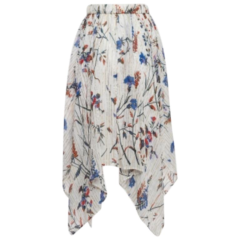 Maje White Gonna asimmetrica in lurex stampato S. in vendita
