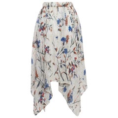 Maje White Printed Lurex Asymmetric Midi Skirt S