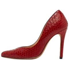 Alexandre Birman Red Python Leather Pumps Size 37.5