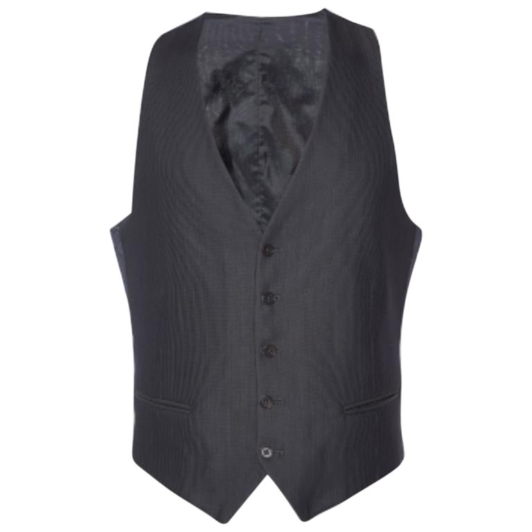 Armani Collezioni Gilet en laine mélangée à rayures grises L