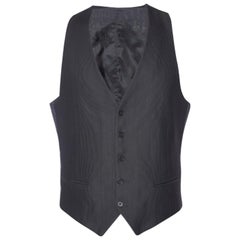Armani Collezioni Gilet en laine mélangée à rayures grises L