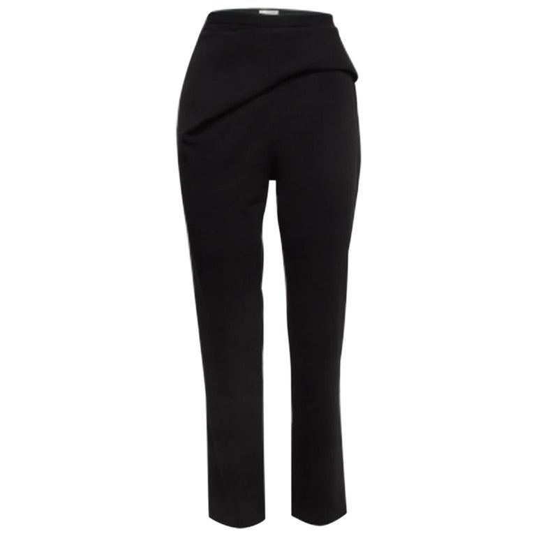 Balenciaga - Pantaloni in lana nera con dettaglio drappeggiato M.