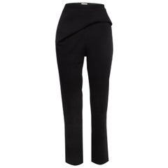 Balenciaga Black Wool Draped Detail Trousers M