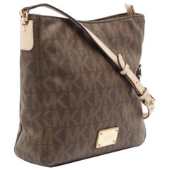 Michael Kors Signature Jet Set Reise-Messenger-Tasche aus beschichtetem Canvas und Leder