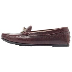 Tod's Mocassini a doppia T in lucertola goffrata borgogna misura 37
