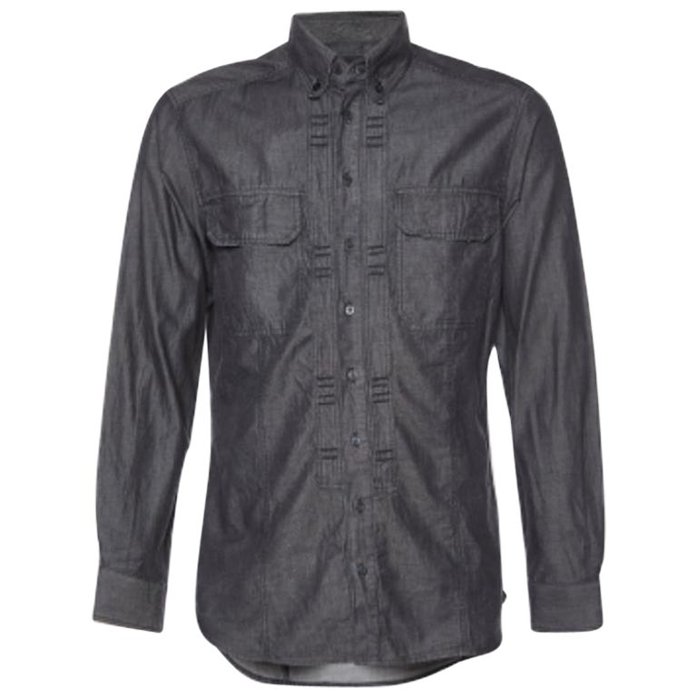 Just Cavalli Camisa negra de algodón con botones L