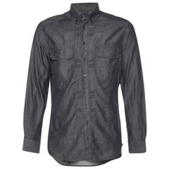 Just Cavalli Camisa negra de algodón con botones L