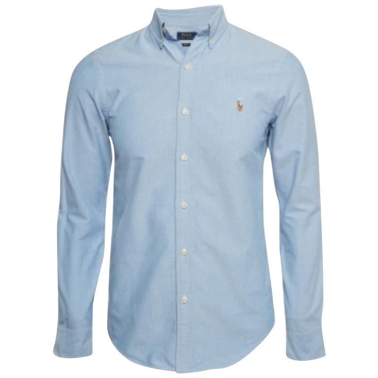 Polo Ralph Lauren - Camicia in cotone blu con abbottonatura frontale S