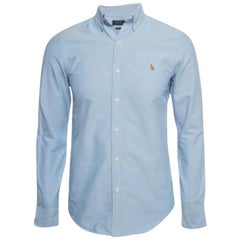 Polo Ralph Lauren - Camicia in cotone blu con abbottonatura frontale S