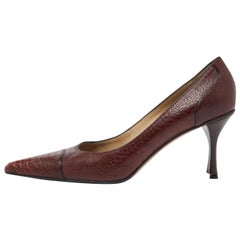 Gucci Brown Crocodile Leather Pointed Toe Pumps Size 38.5