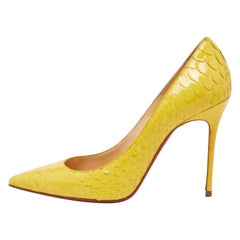 Christian Louboutin Yellow Python Kate  Pumps Size 36.5