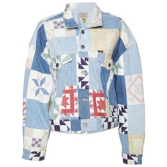 Polo Ralph Lauren Blaue Patchwork Denim Trucker Jacke L