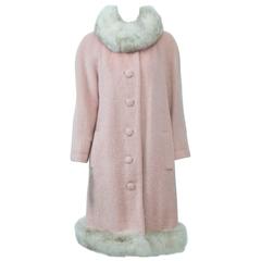 Retro Lilli Ann Fox-Trimmed Pink Coat