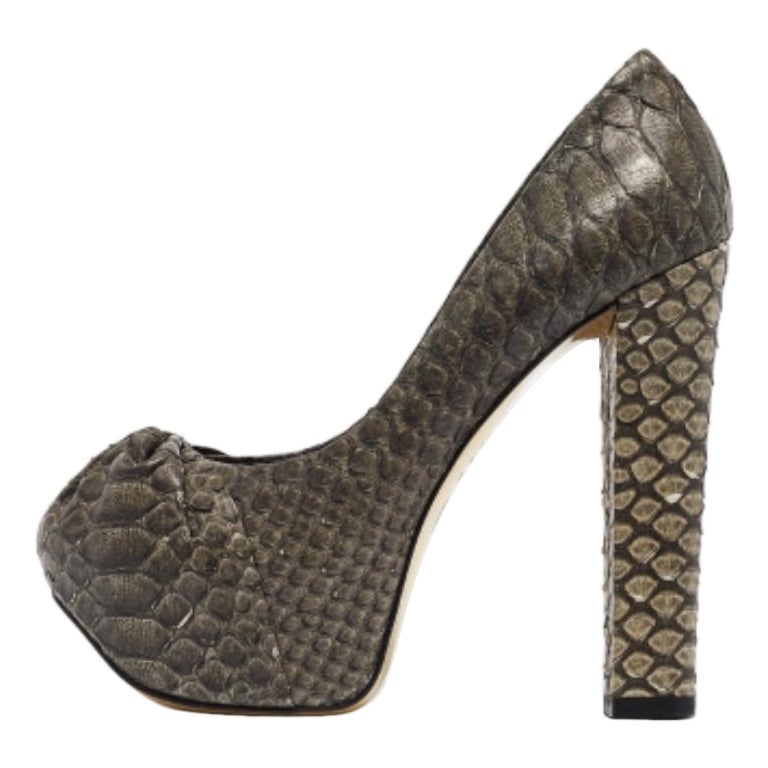 Gina, pelle di pitone grigio scuro, Elle Platform Pumps Taglia 39,5